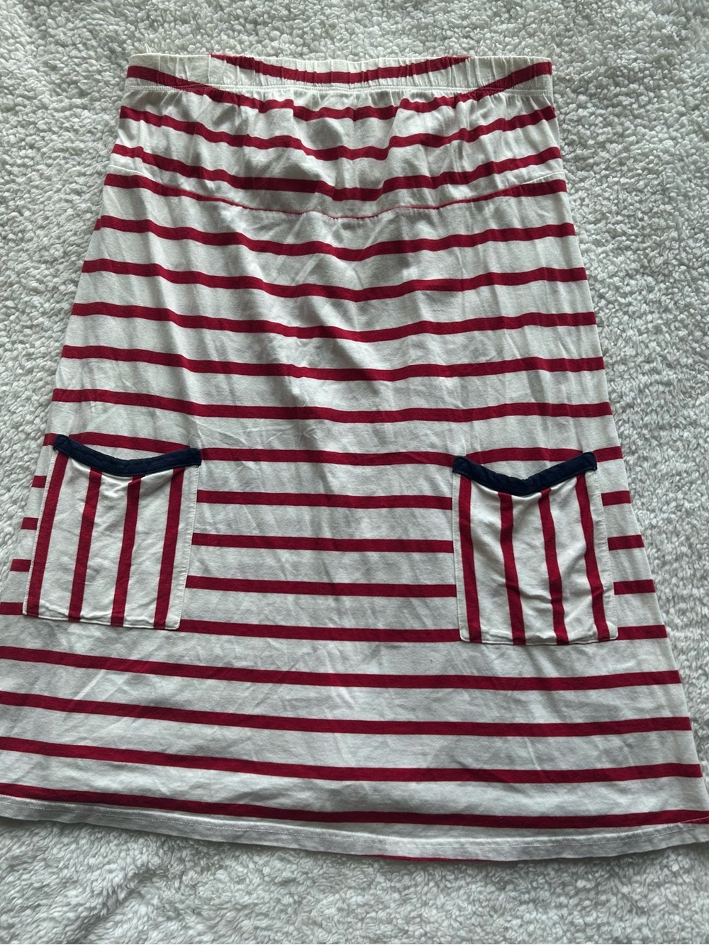 Topshop Red & White Striped Strapless Dress with Pocket Detail